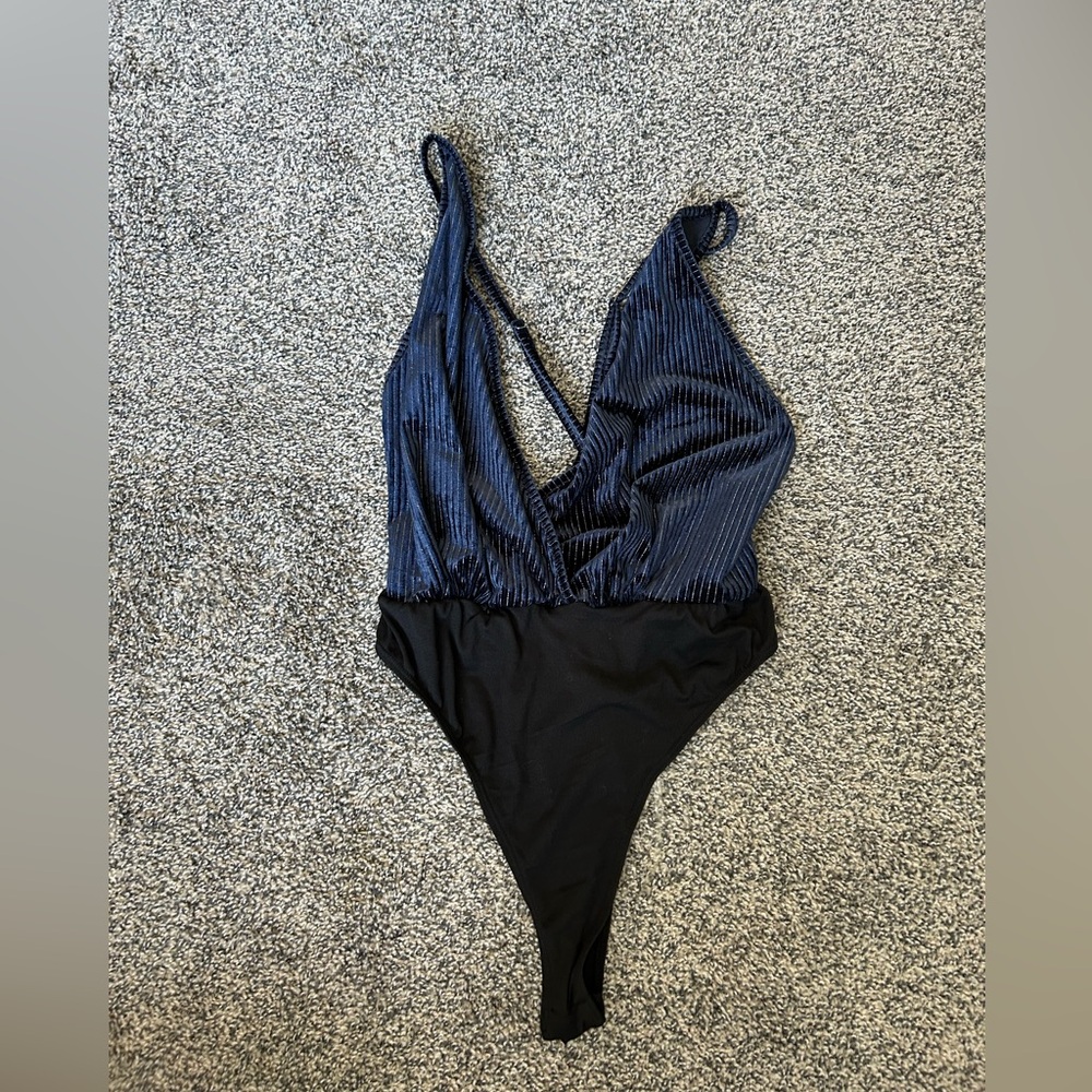 Elegant Navy and Black Women's Bodysuit - boutique brand
